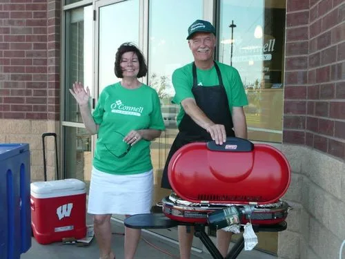 Mark and Michelle O'Connell at the Pills and Grills cookout